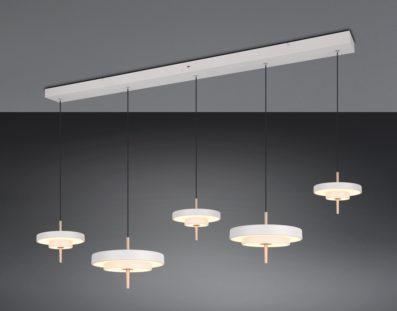 Lustra Keaton, TRIO, 140x30x150 cm, 50W, 1x SMD, metal, gri/auriu - imagine 7
